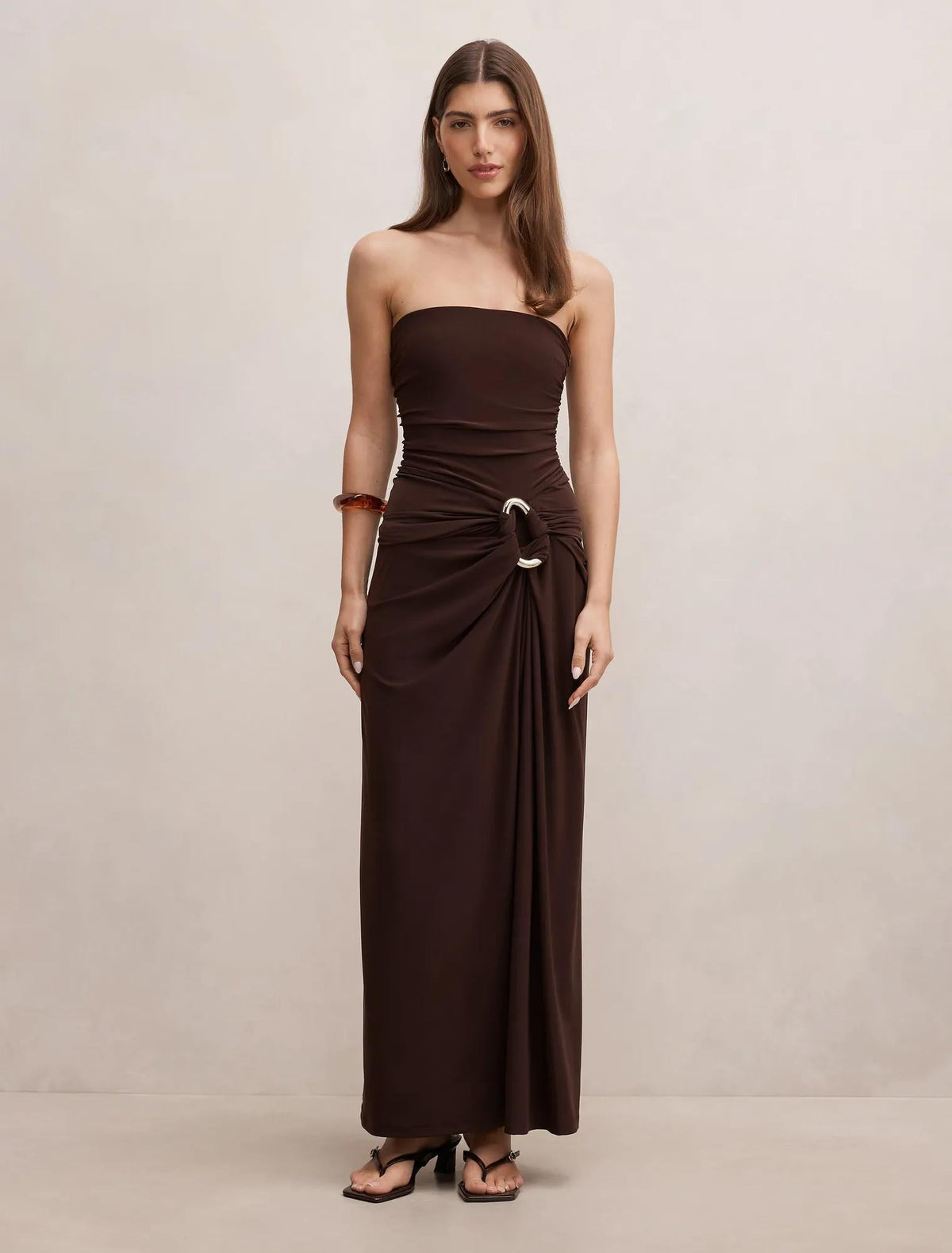 Keely Strapless Jersey Maxi Bitter Chocolate