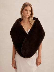 Laura Faux Fur Wrap Chocolate