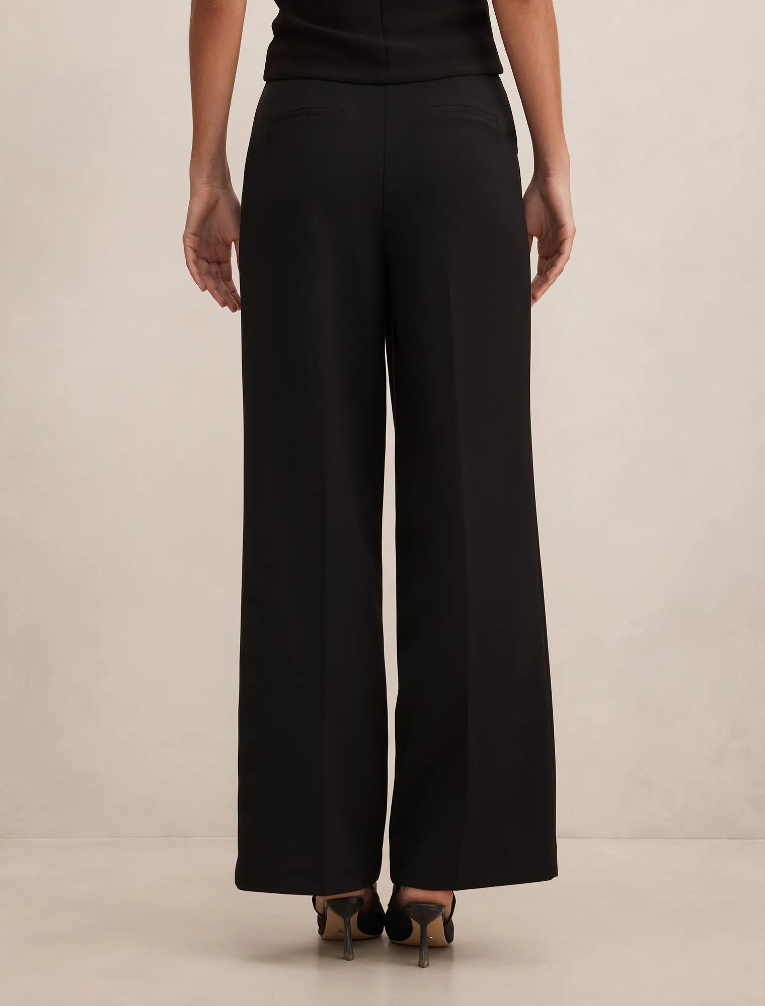 Eva Pleat Wide Leg Pants Black
