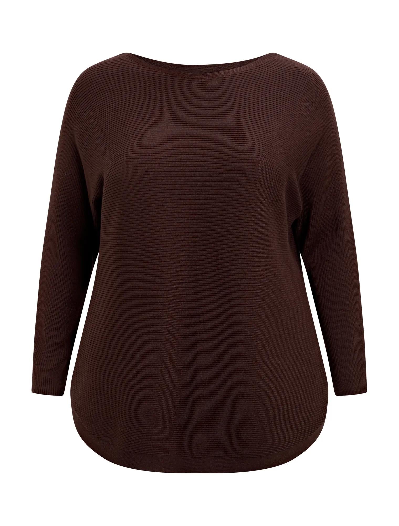 Gabbie Curve Essential Knit Sweater Chocolate_mannequin