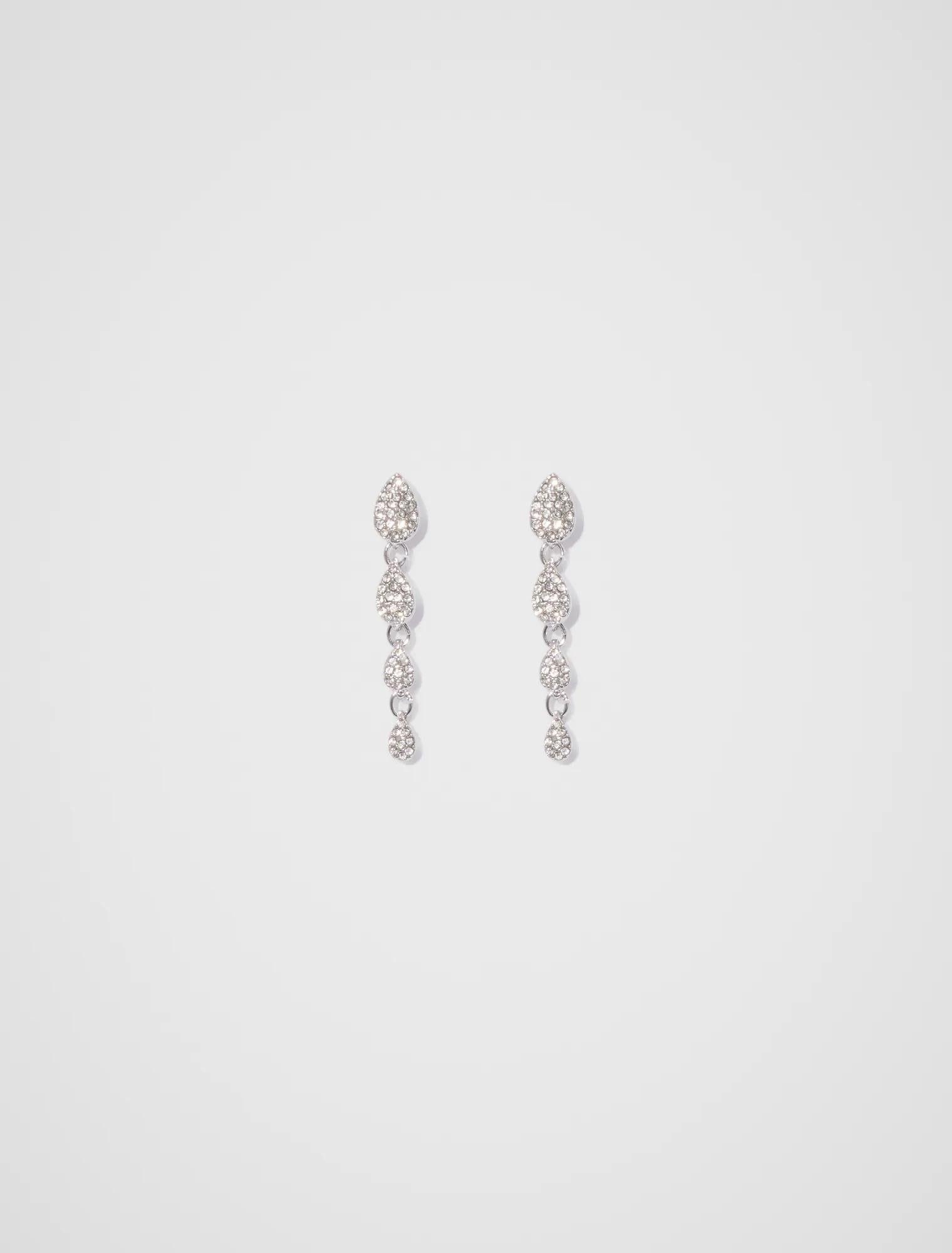 Perrie Pave Drop Earrings Silver/ Crystal