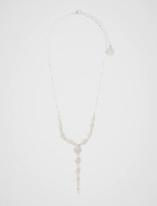 Perrie Pave Drop Necklace Silver/ Crystal_mannequin
