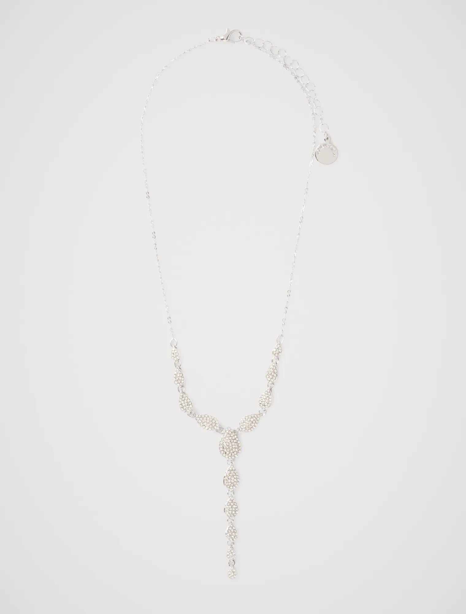 Perrie Pave Drop Necklace Silver/ Crystal_mannequin