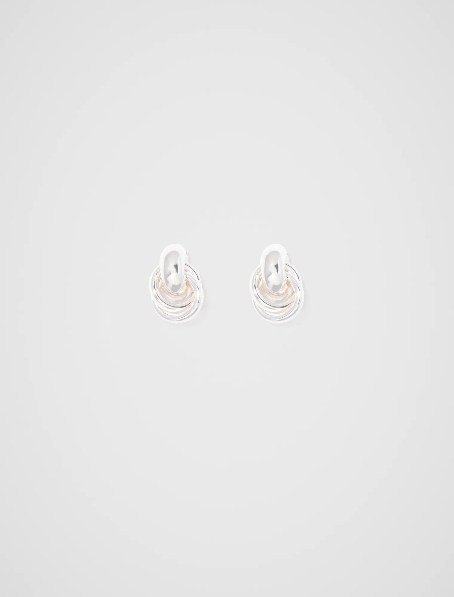 Samuel Small Hoop Stud Earrings Silver_mannequin