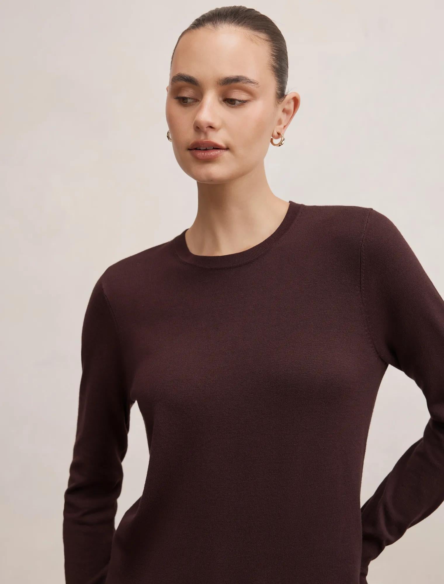 Katie Crew Neck Sweater Chocolate