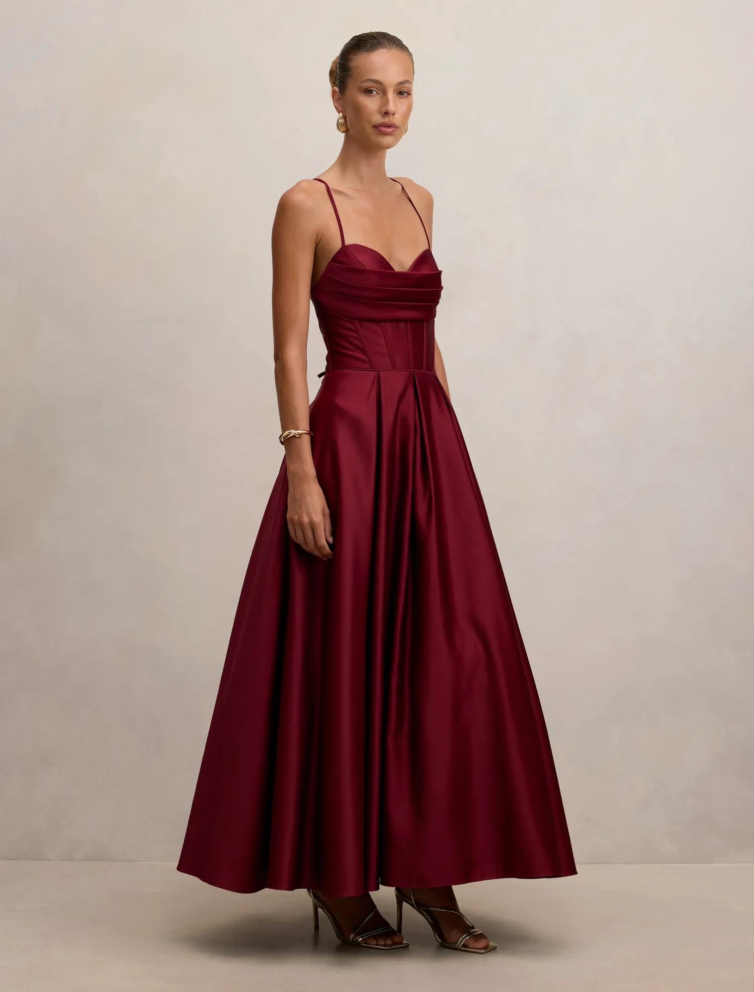Lydia Strappy Gown Wine