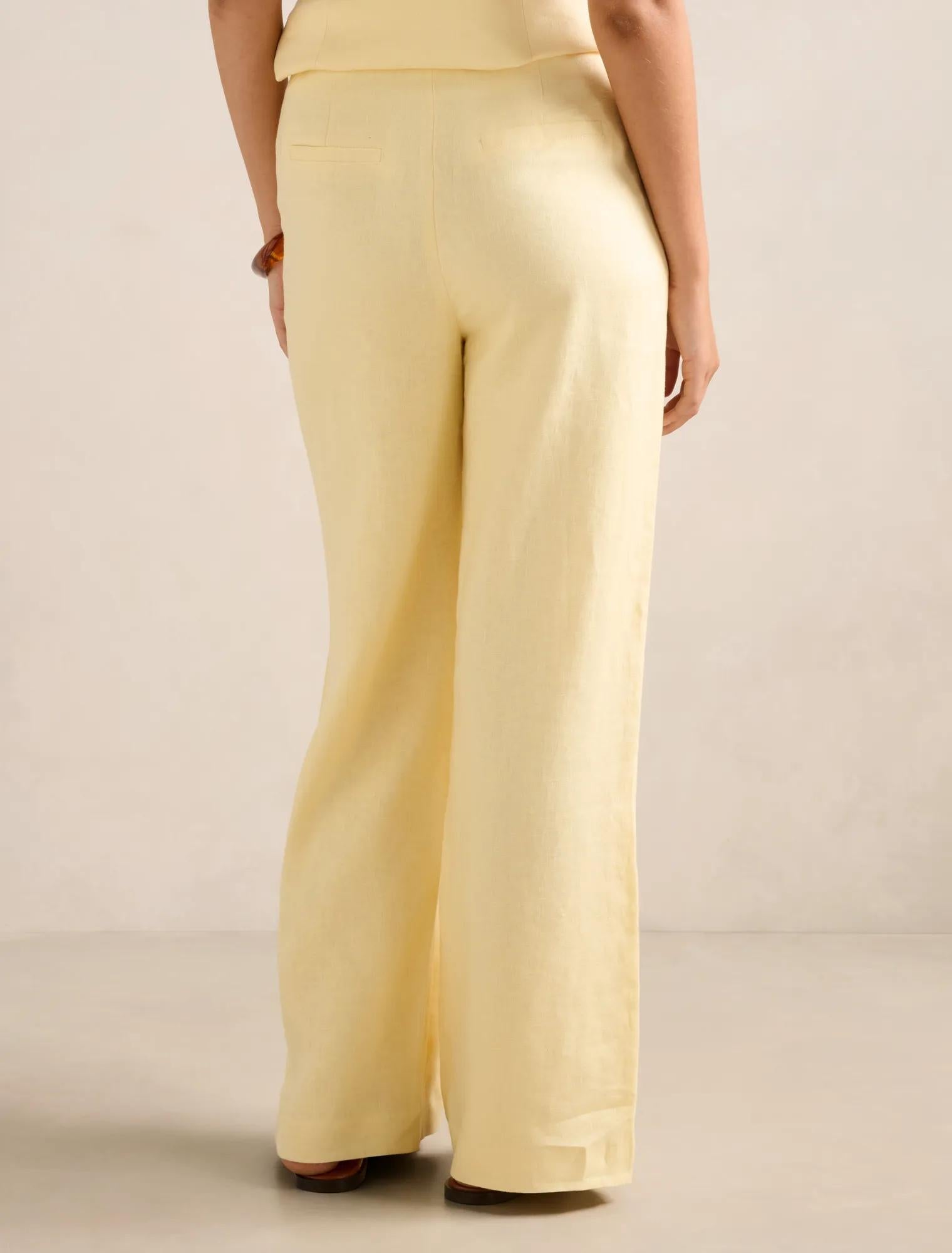Posey Linen Wide Leg Pants Banana Set