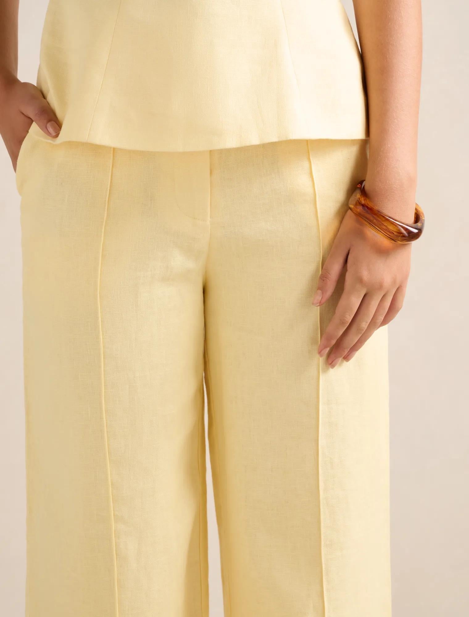 Posey Linen Wide Leg Pants Banana Set