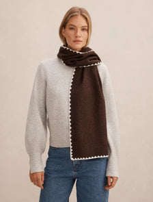 Tatum Stitch Detail Scarf Chocolate/Cream_mannequin