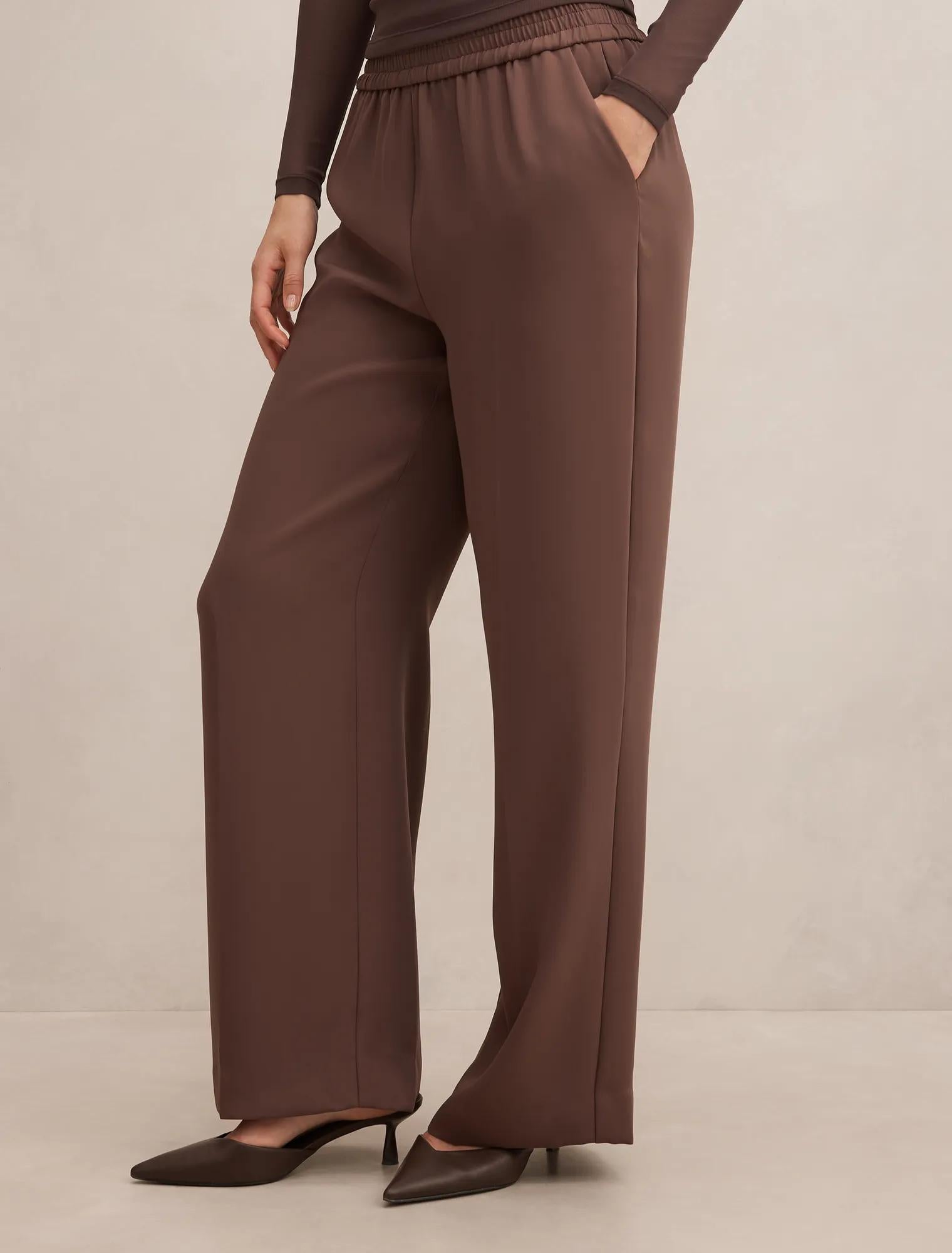 Enya Elastic Wide Leg Pants Espresso Set