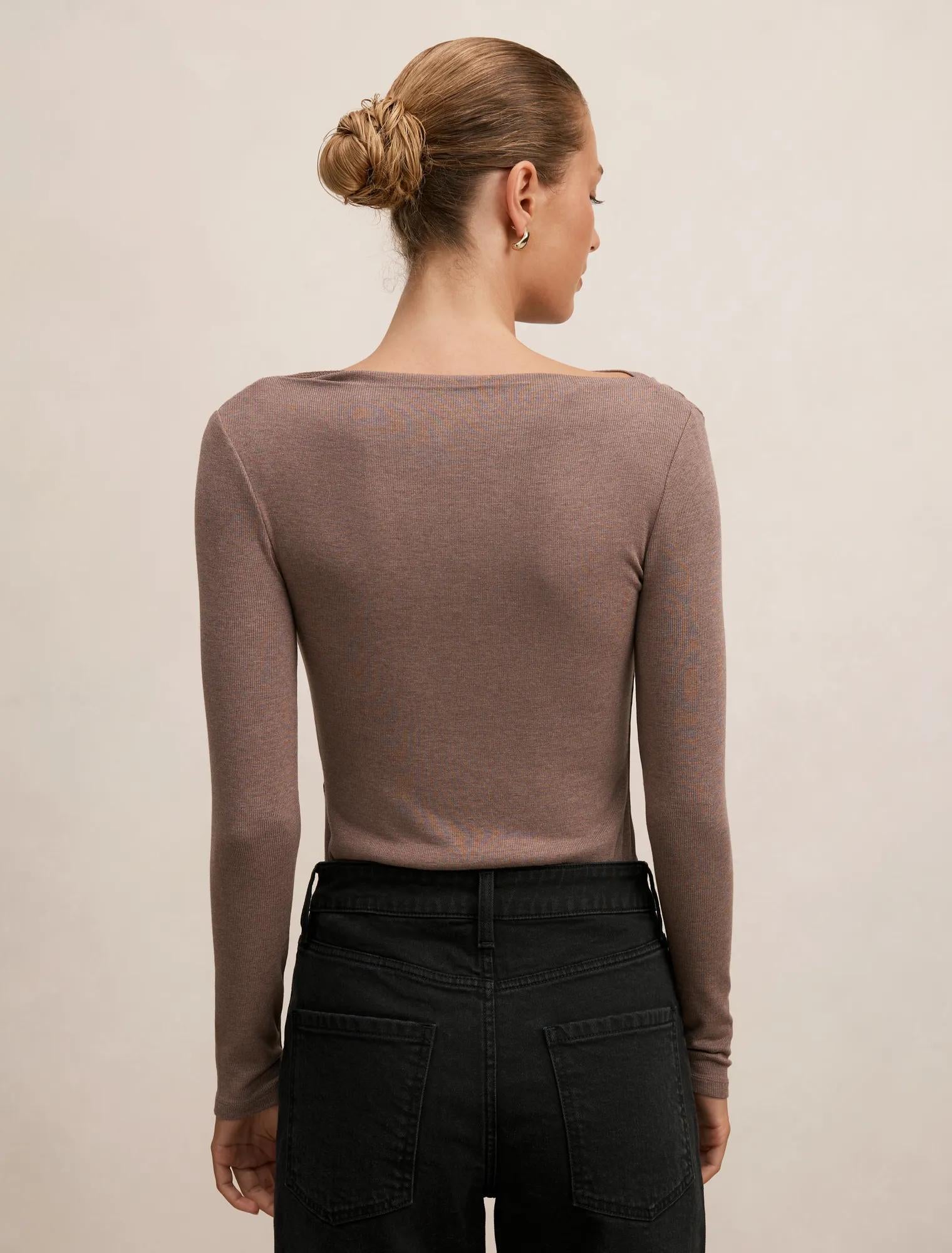 Jasmine Straight Neck Top Mushroom Marle