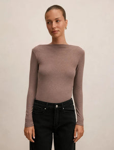 Jasmine Straight Neck Top Mushroom Marle