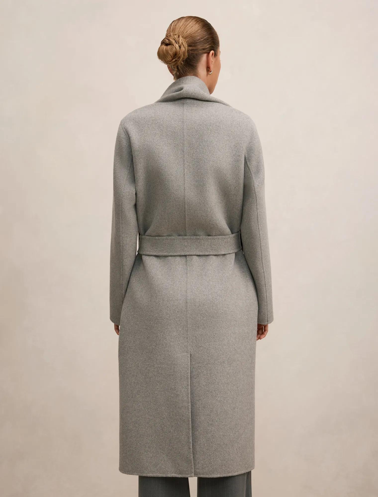 Emily Felled Scarf Coat Soft Grey