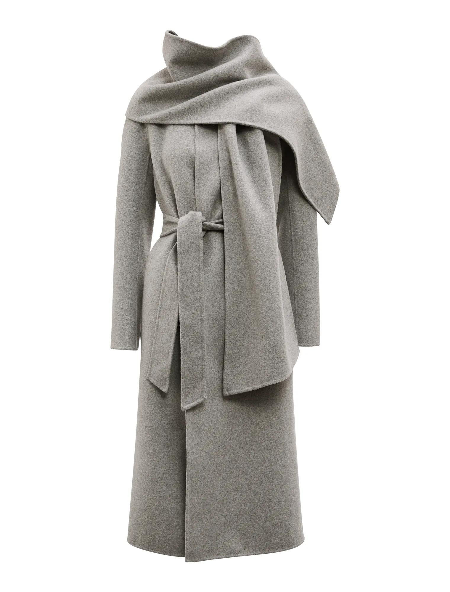 Emily Felled Scarf Coat Soft Grey_mannequin