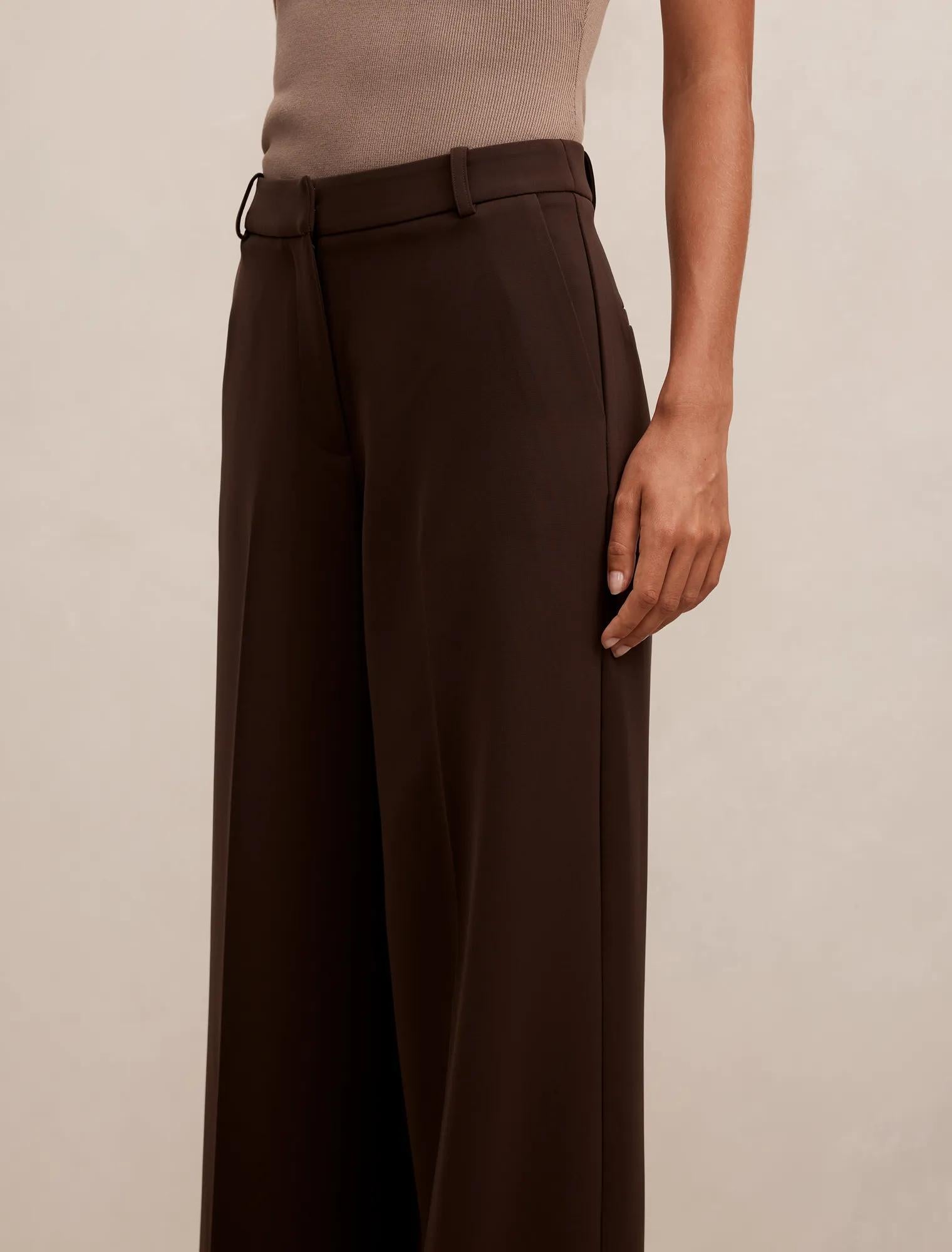 Oaklyn Wide Leg Pants Chocolate Suit