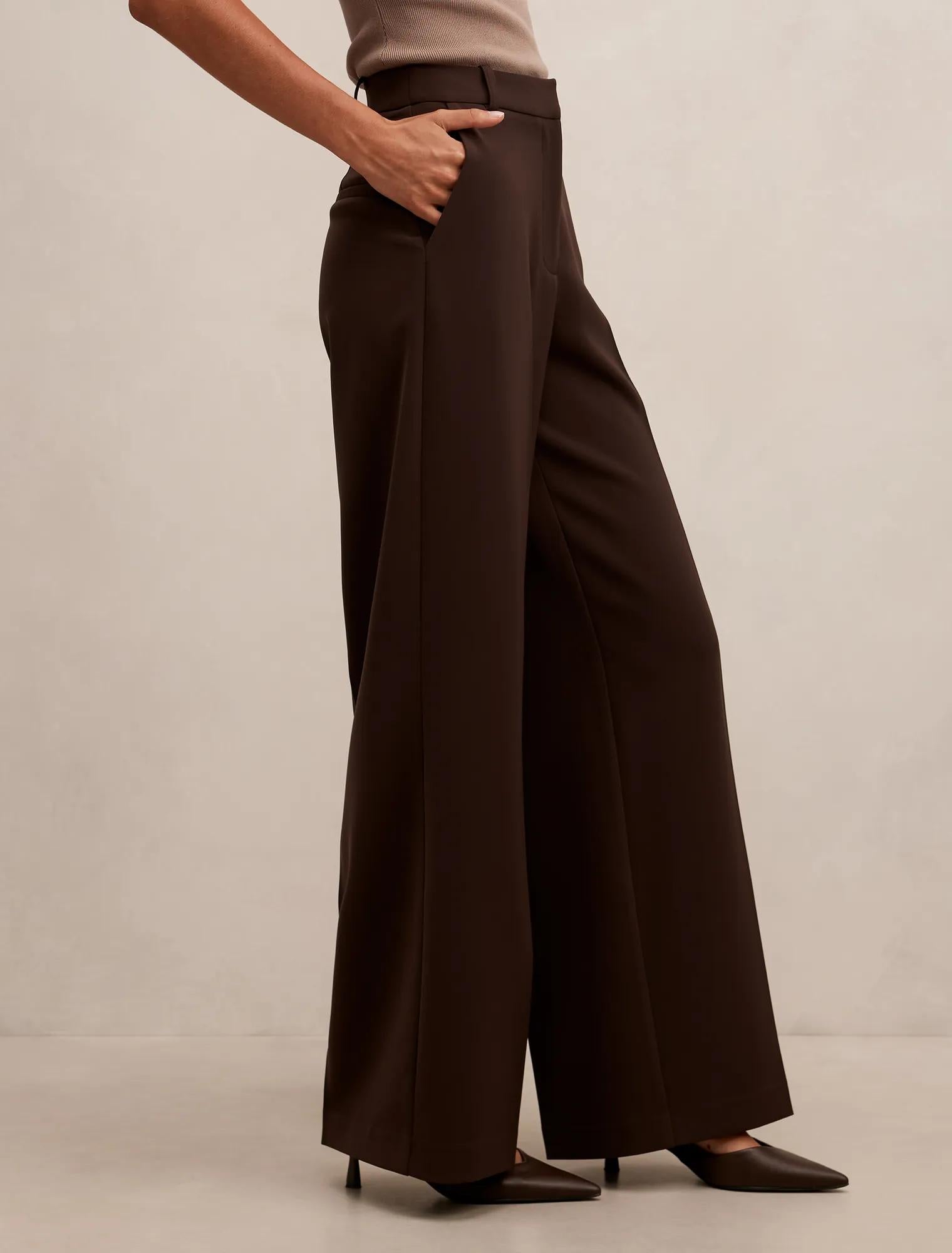 Oaklyn Wide Leg Pants Chocolate Suit