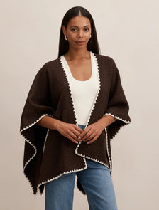 Sara Stitch Detail Cape Chocolate/Ivory