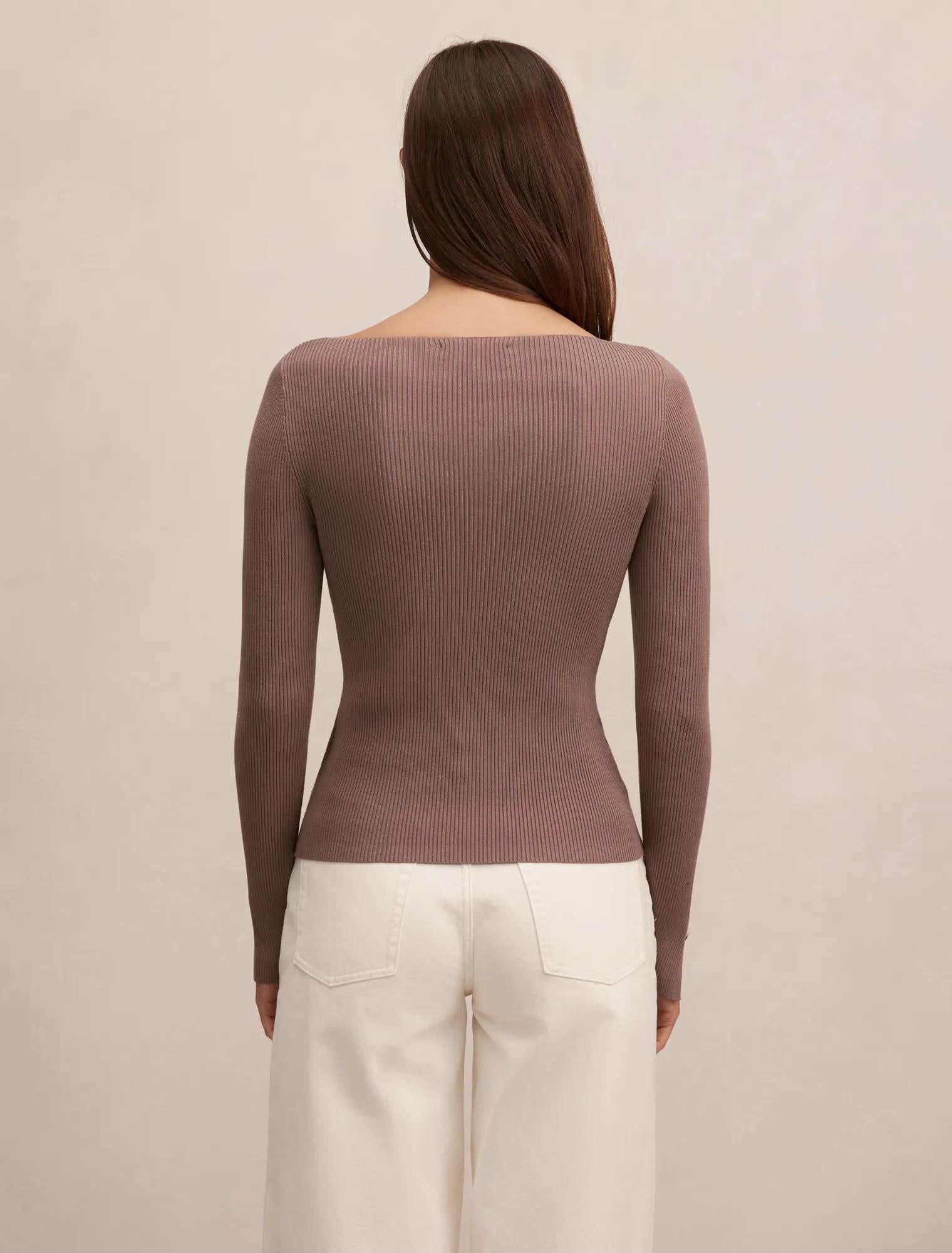 Alaia Knit Rib Top Deep Taupe