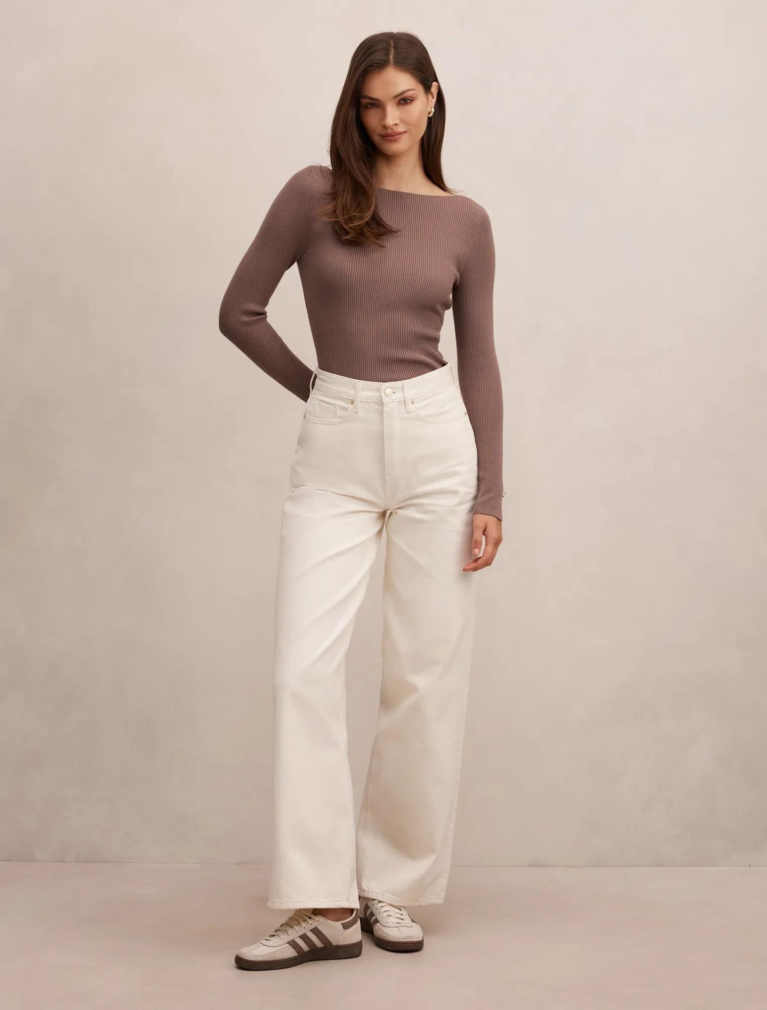 Alaia Knit Rib Top Deep Taupe