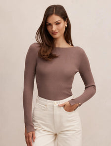 Alaia Knit Rib Top Deep Taupe