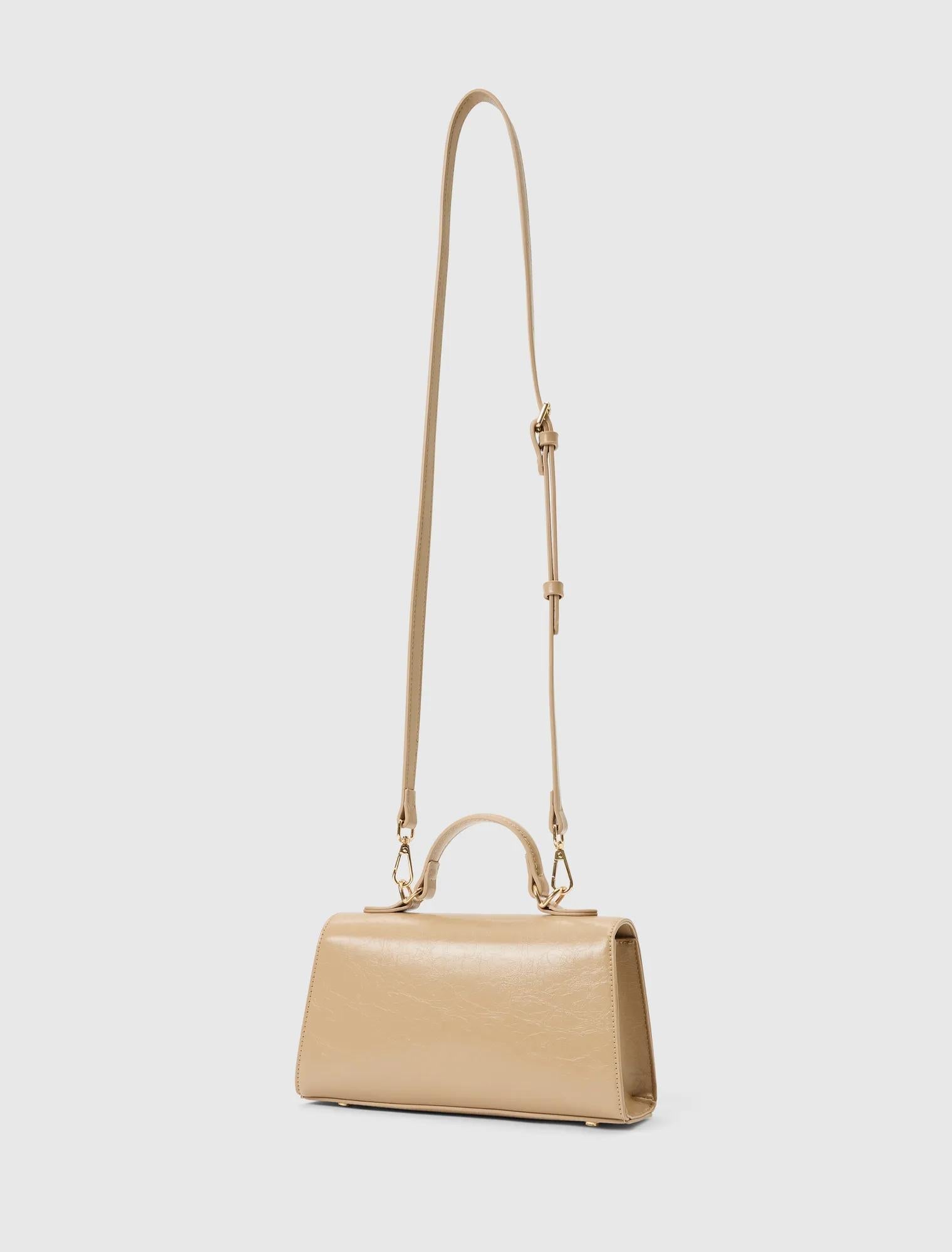 Liana Lock Detail Top Handle Bag Nude