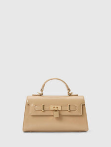 Liana Lock Detail Top Handle Bag Nude