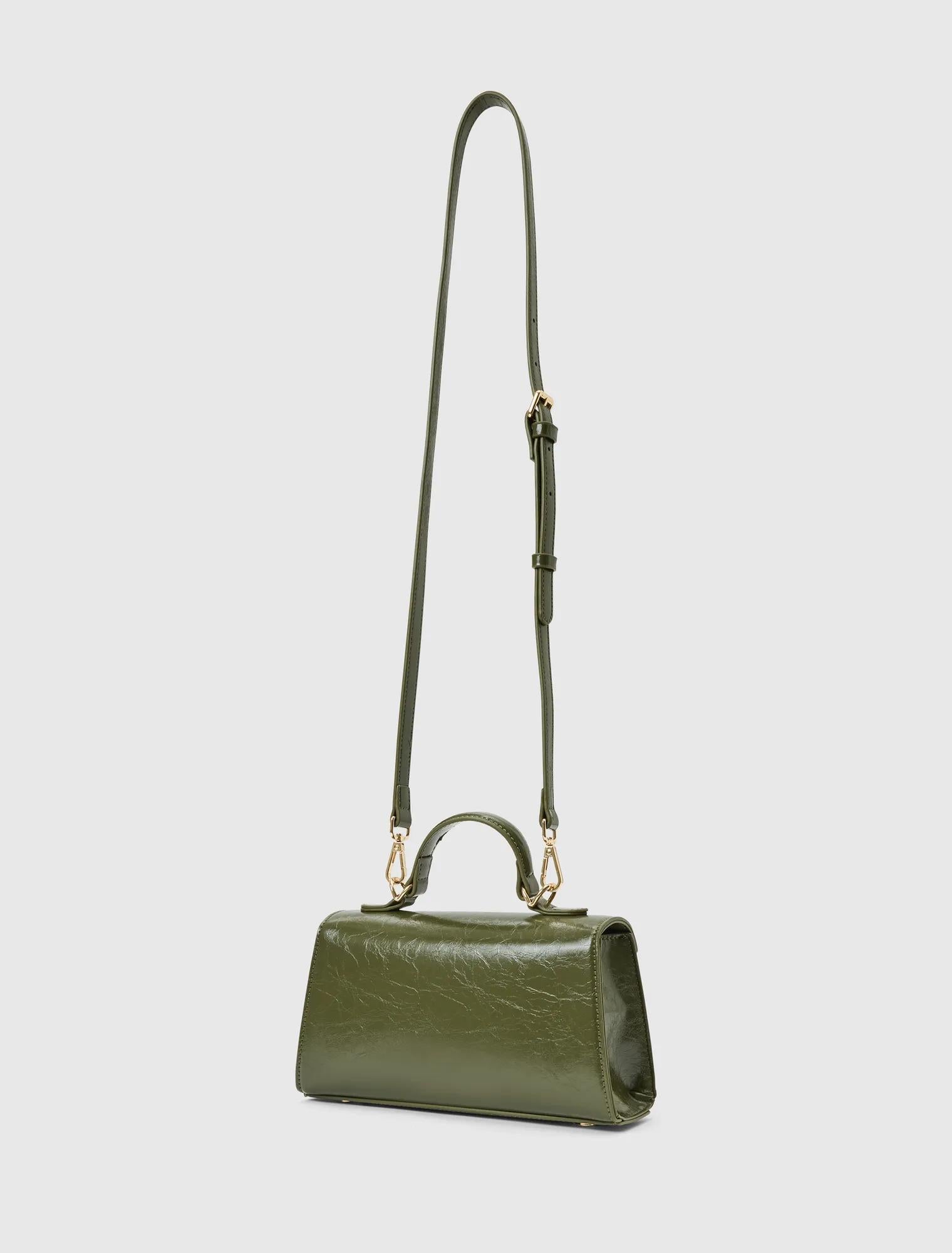 Liana Lock Detail Top Handle Bag Olive_mannequin