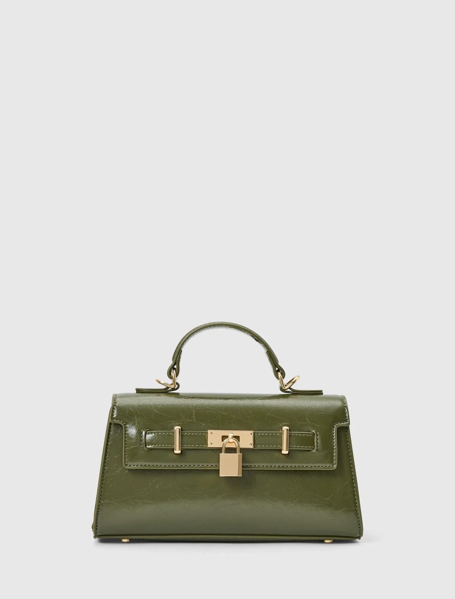 Liana Lock Detail Top Handle Bag Olive_mannequin