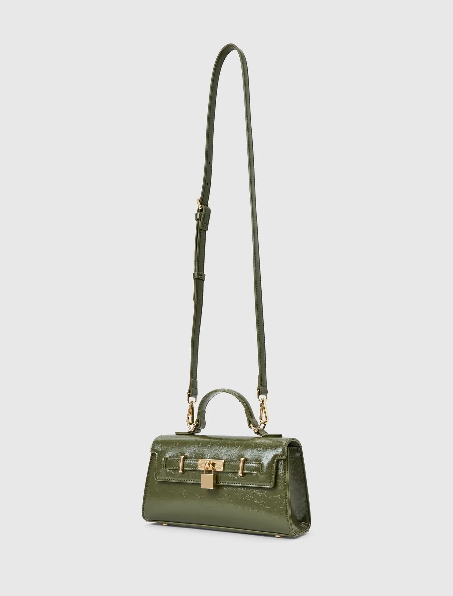 Liana Lock Detail Top Handle Bag Olive_mannequin