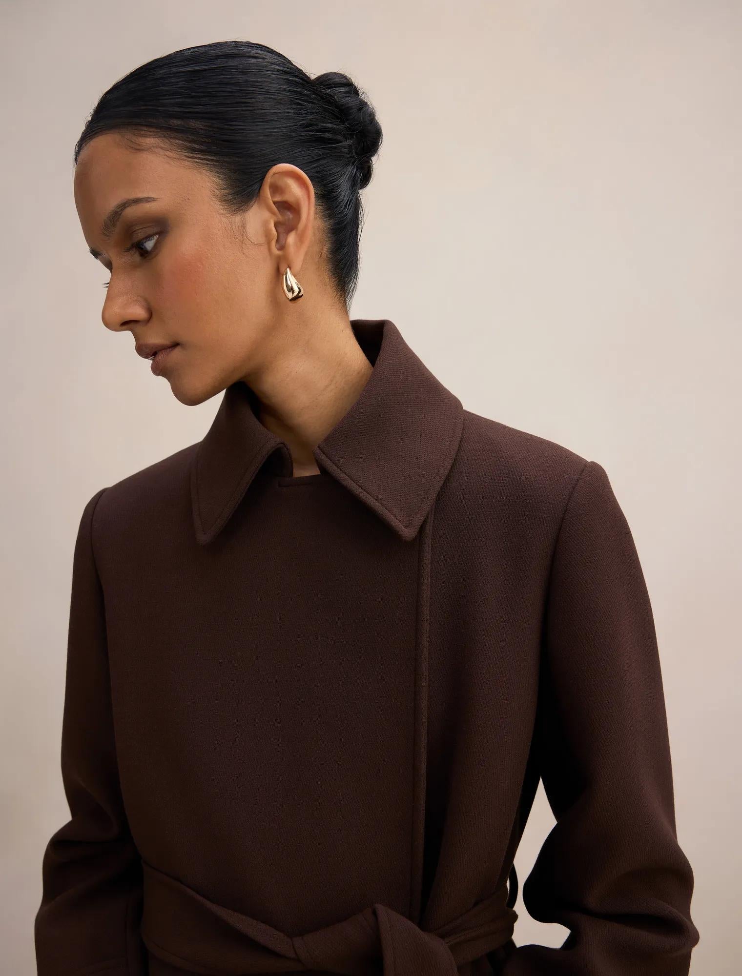 Tayla Petite Trench Coat Chocolate Mousse