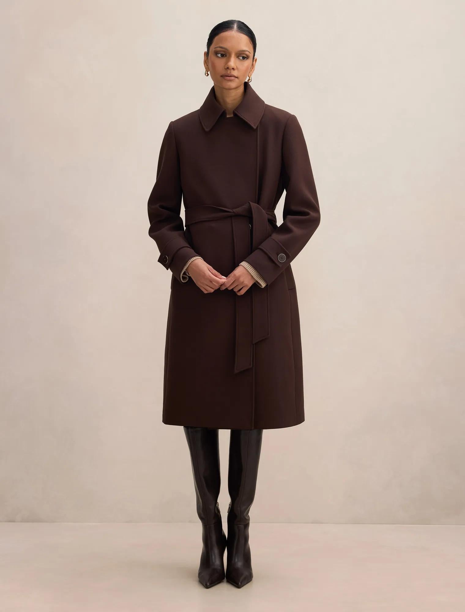 Tayla Petite Trench Coat Chocolate Mousse