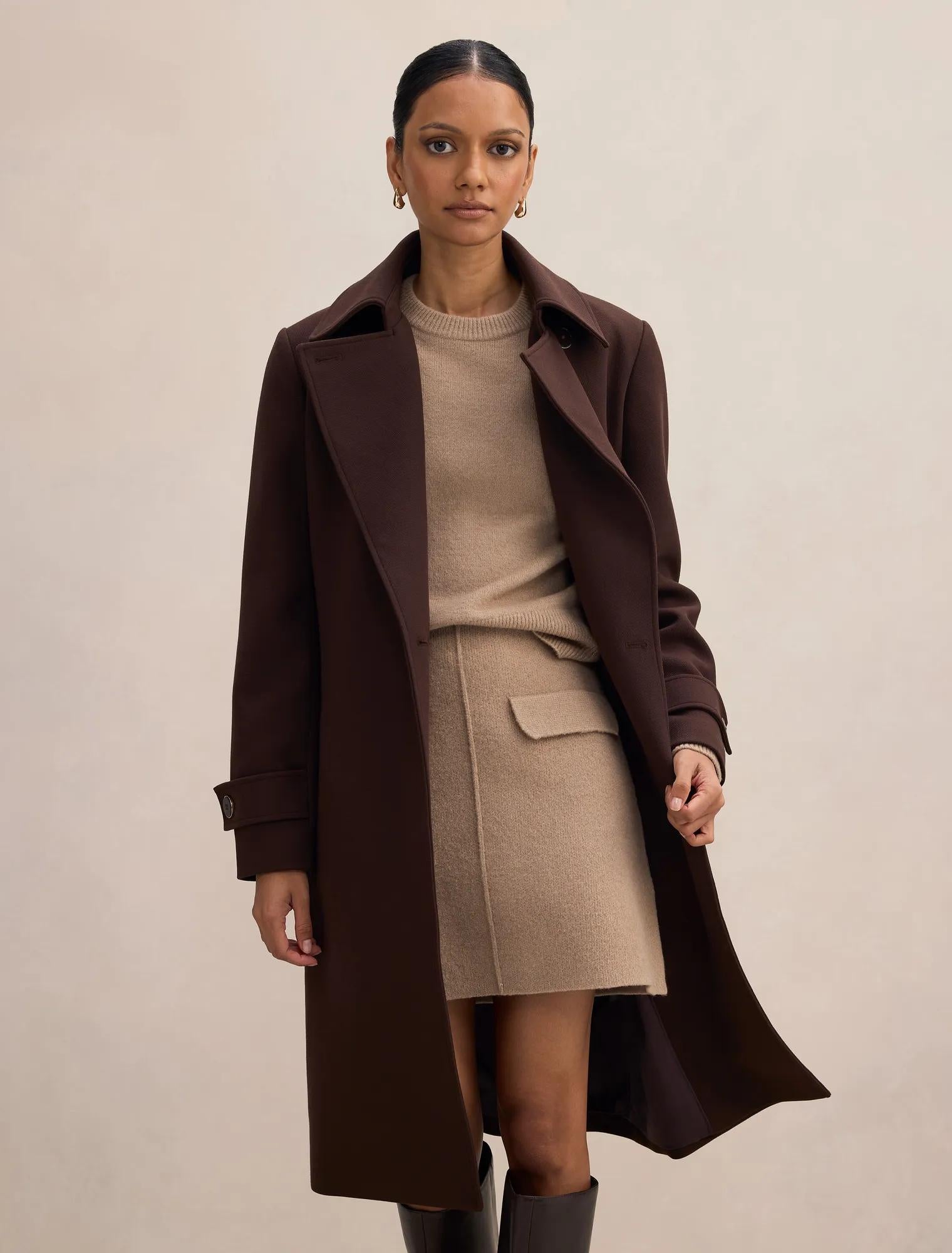 Tayla Petite Trench Coat Chocolate Mousse