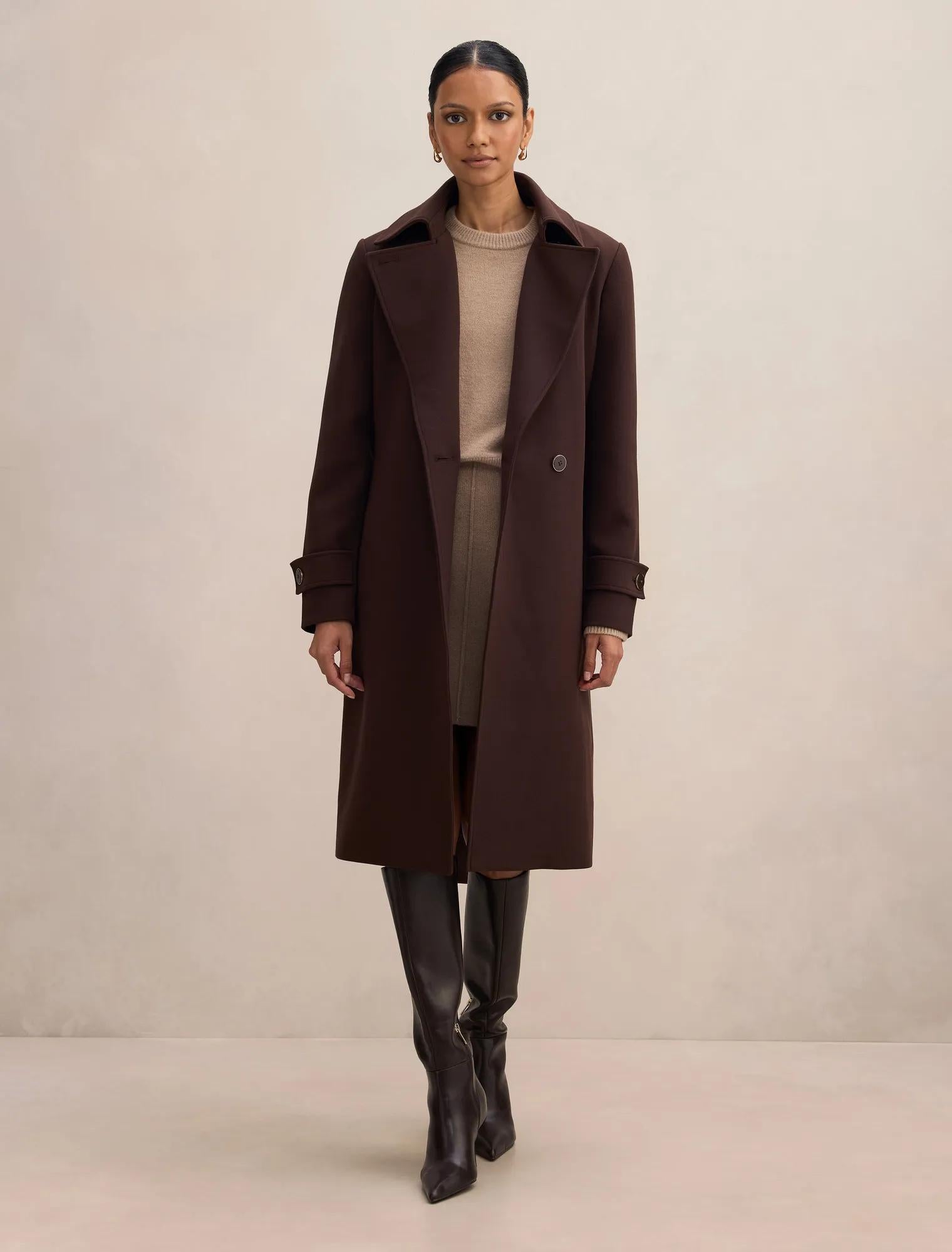 Tayla Petite Trench Coat Chocolate Mousse