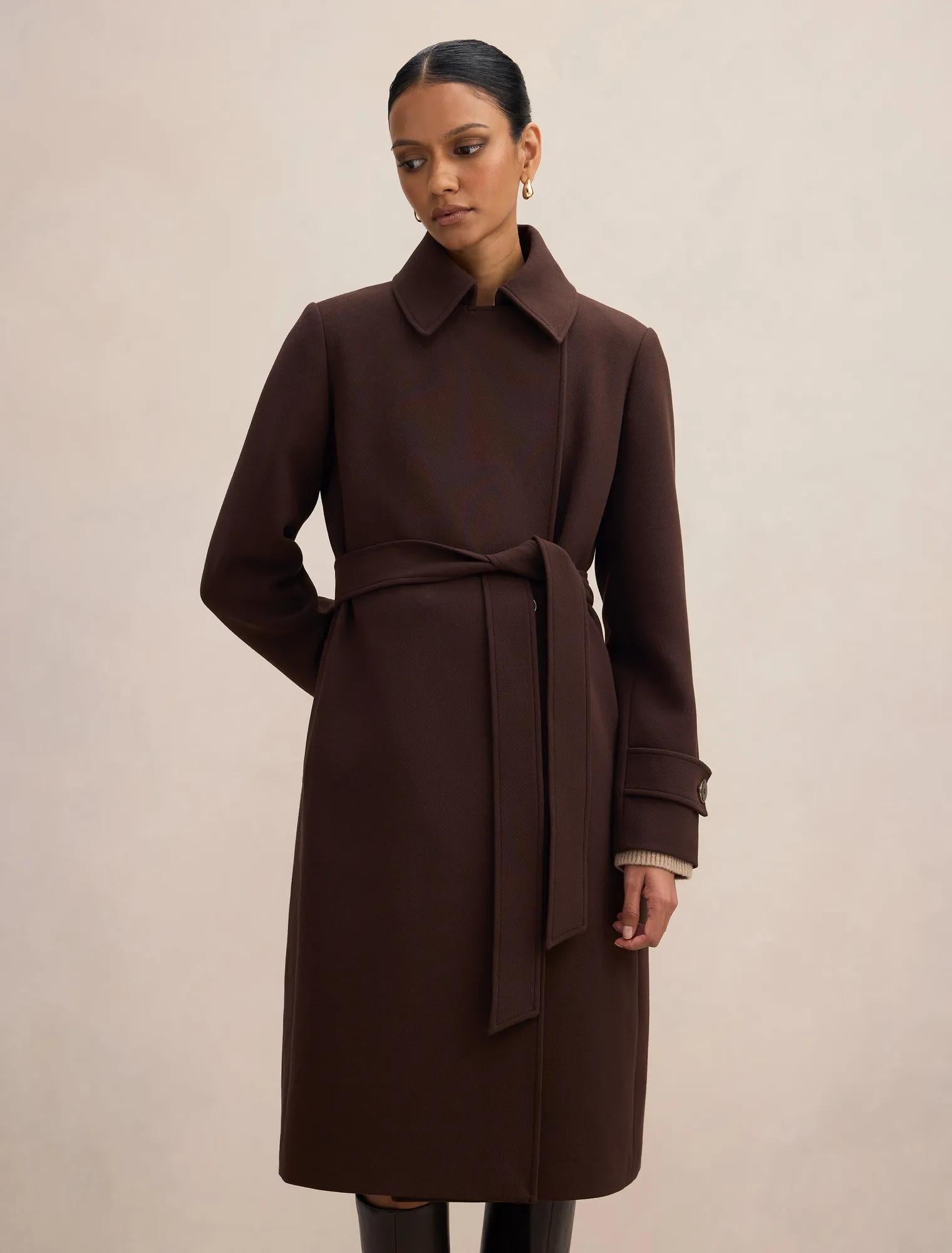 Tayla Petite Trench Coat Chocolate Mousse