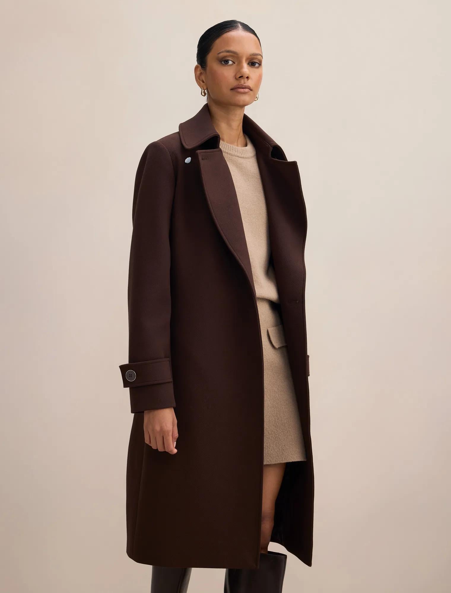 Tayla Petite Trench Coat Chocolate Mousse