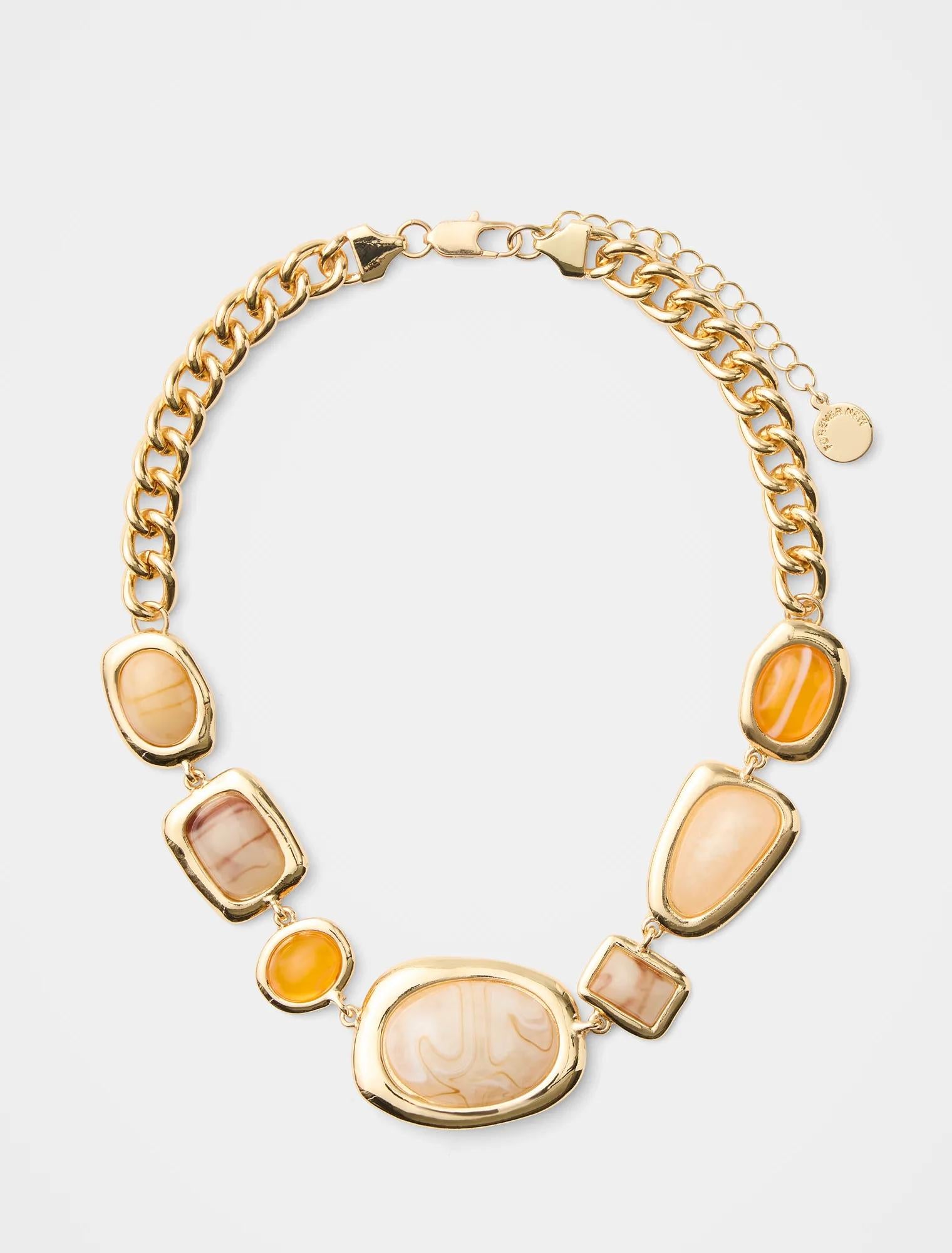 Signature Sylvia Stone Necklace Orange/Sand_mannequin