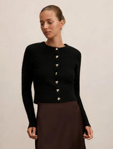 Tilly Crew Neck Cardigan Black