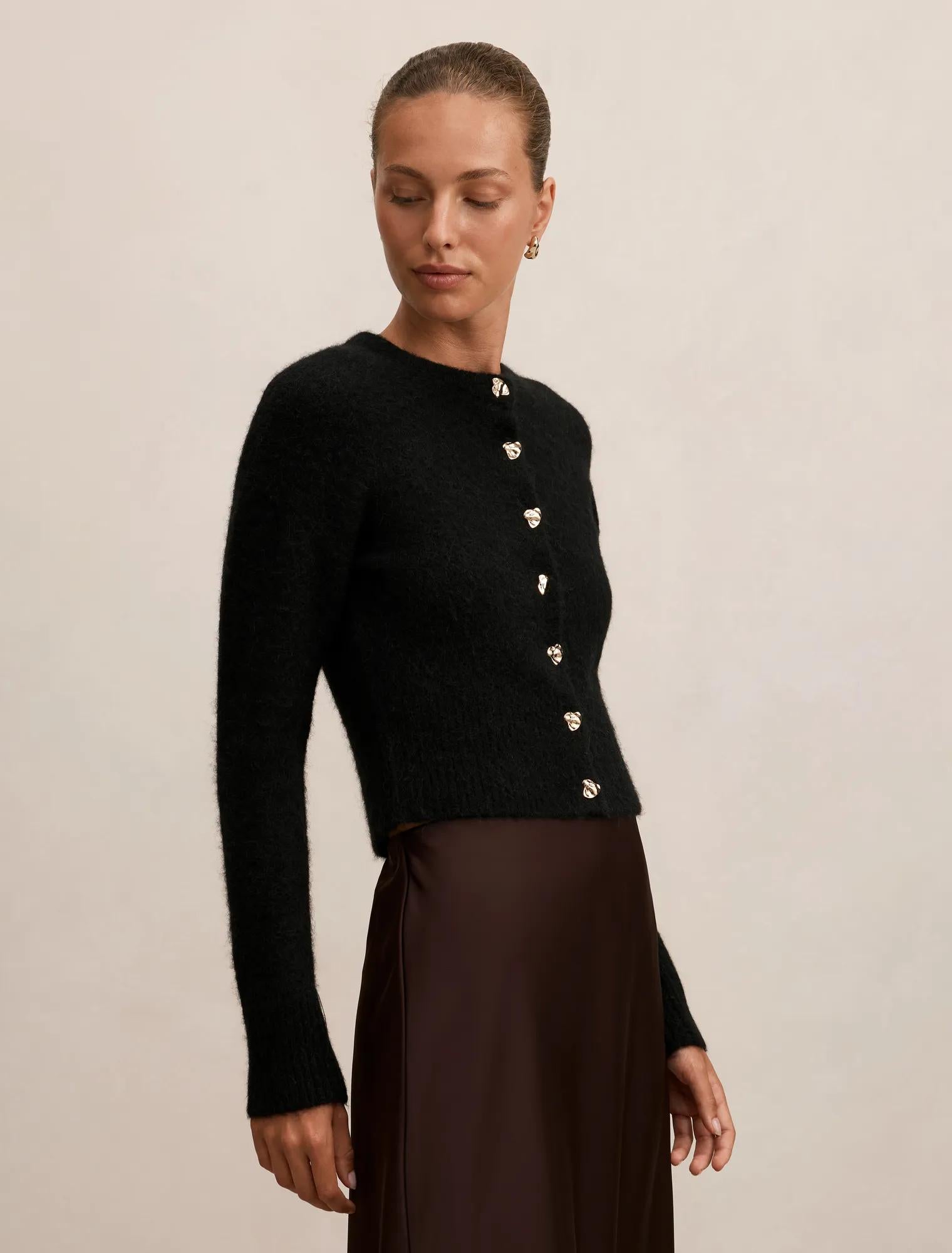 Tilly Crew Neck Cardigan Black