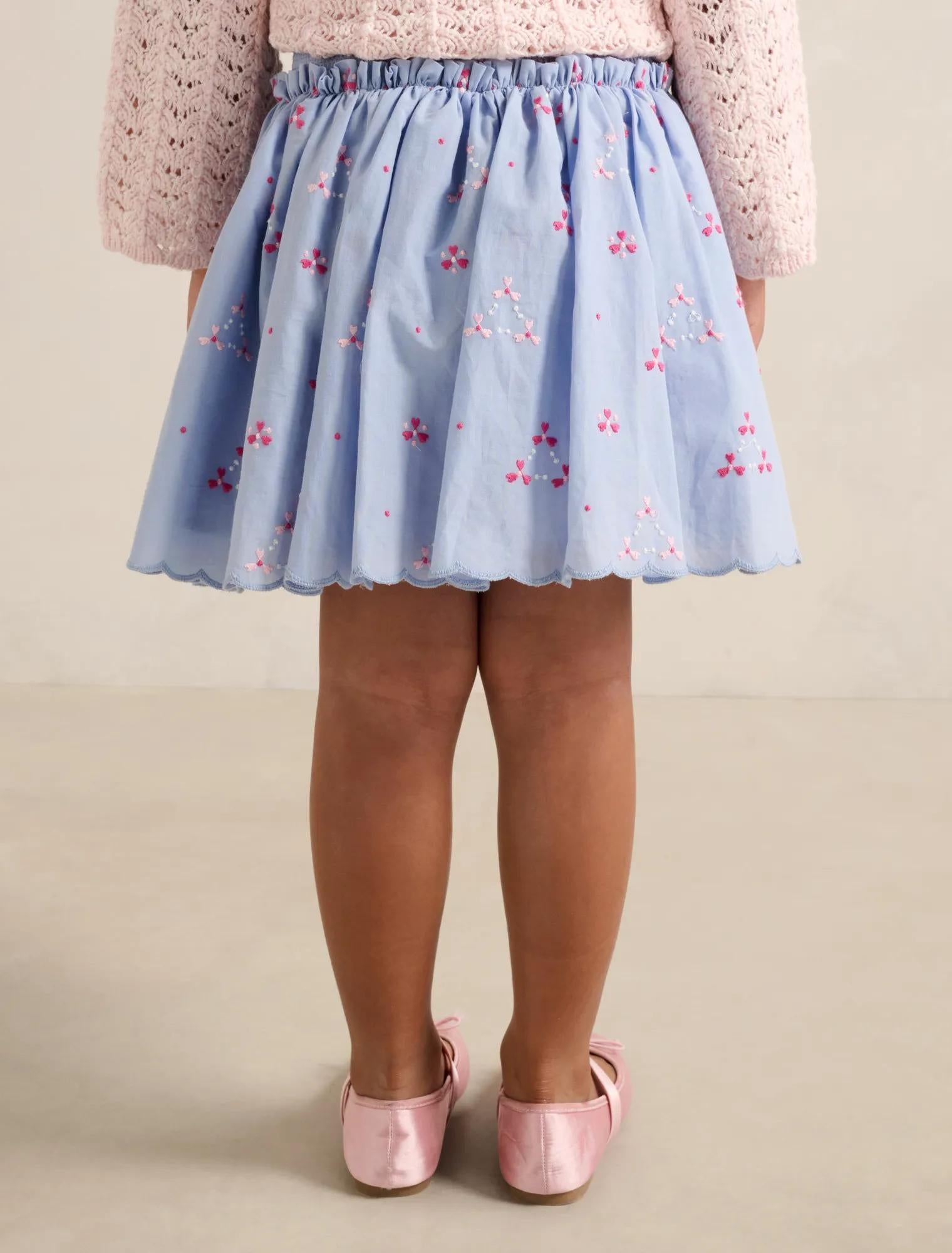 Edith Girls Scallop Embroidery Skirt Geo Embroidery