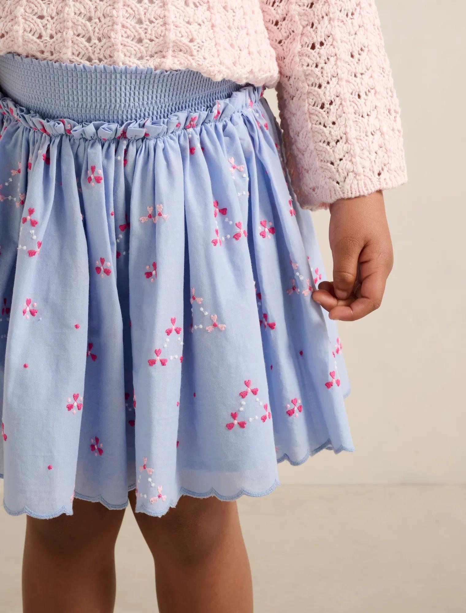 Edith Girls Scallop Embroidery Skirt Geo Embroidery