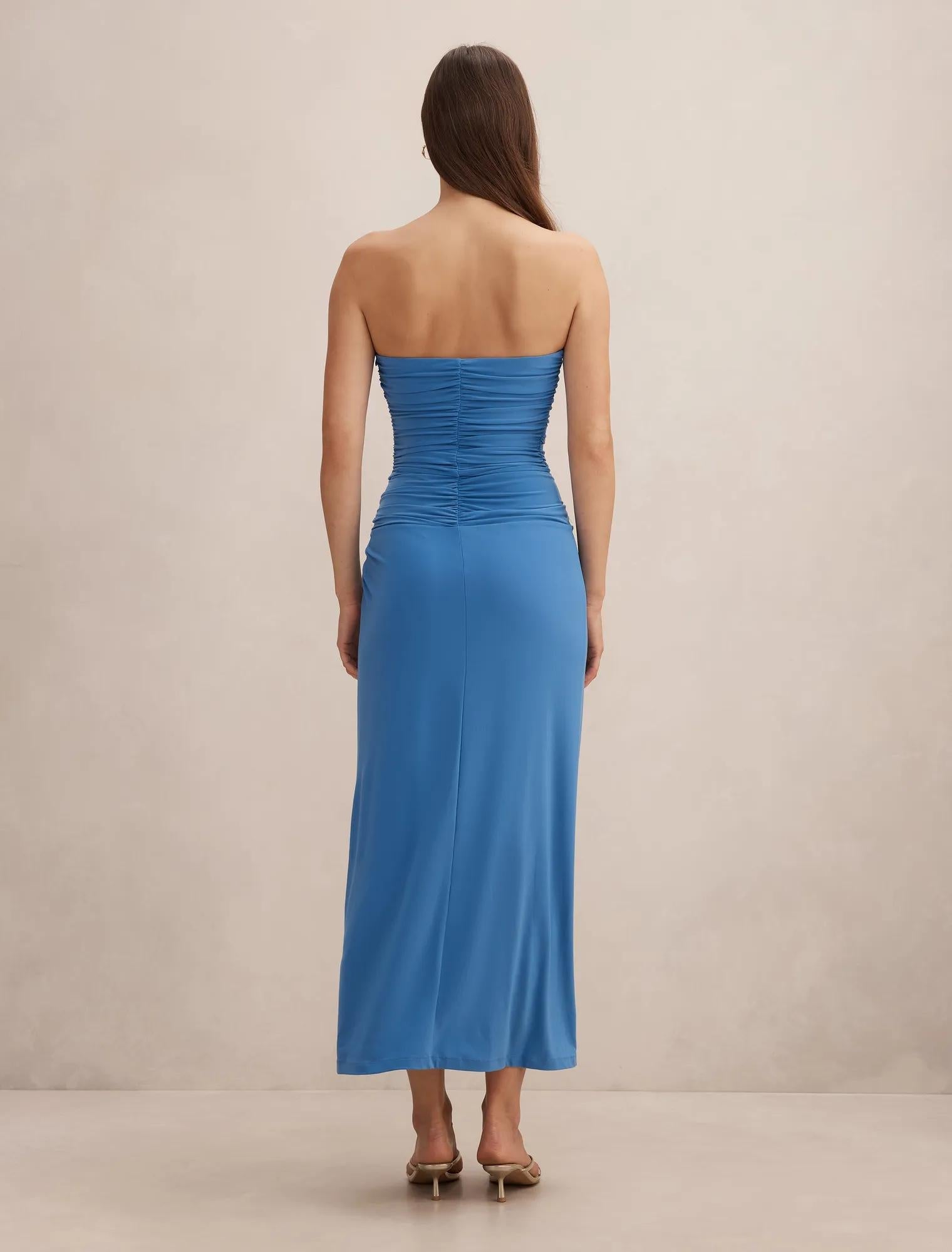 Keely Strapless Jersey Maxi Dress Palace Blue