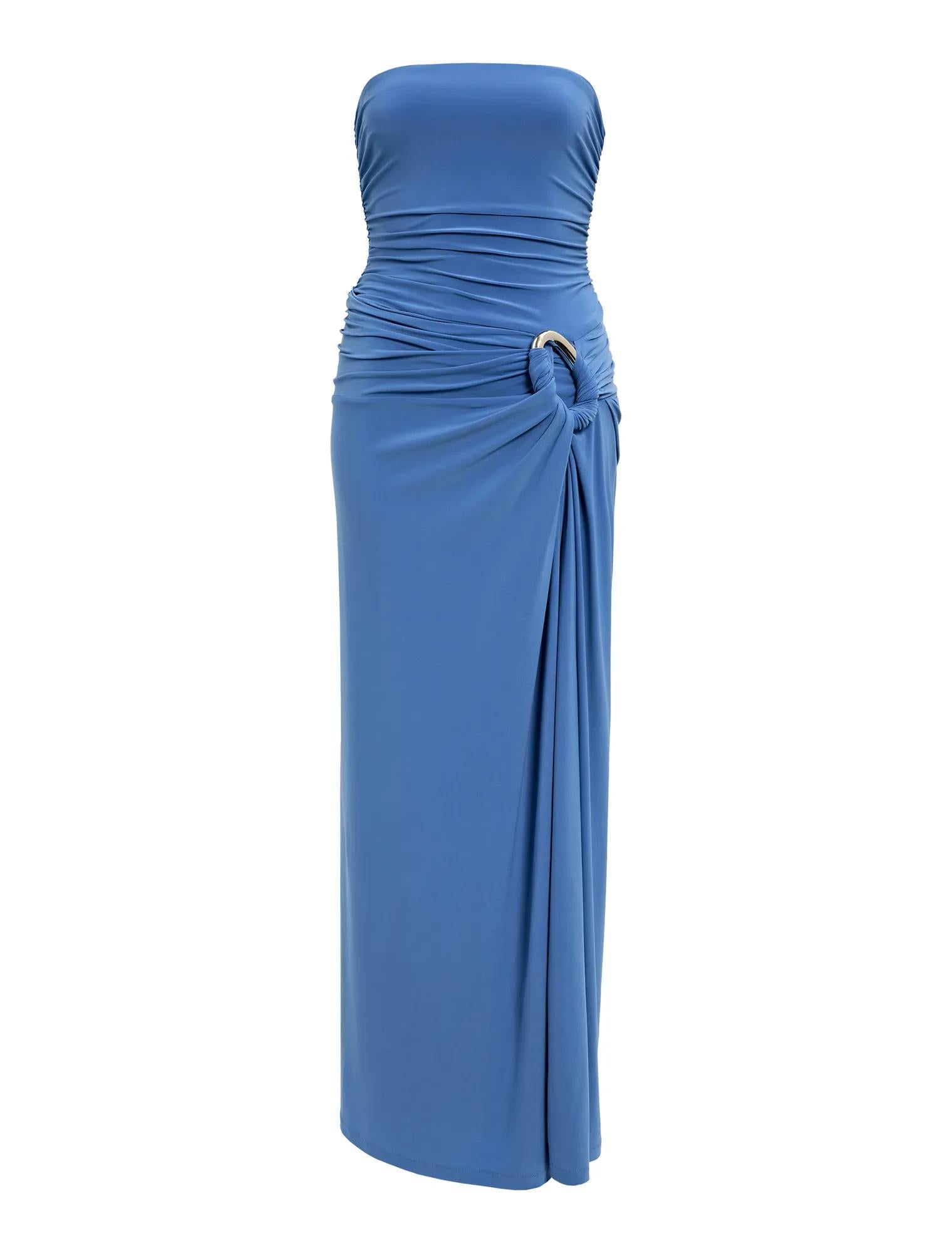 Keely Strapless Jersey Maxi Dress Palace Blue