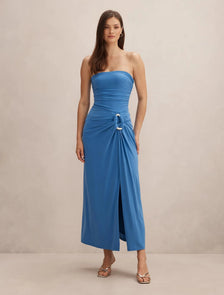 Keely Strapless Jersey Maxi Dress Palace Blue