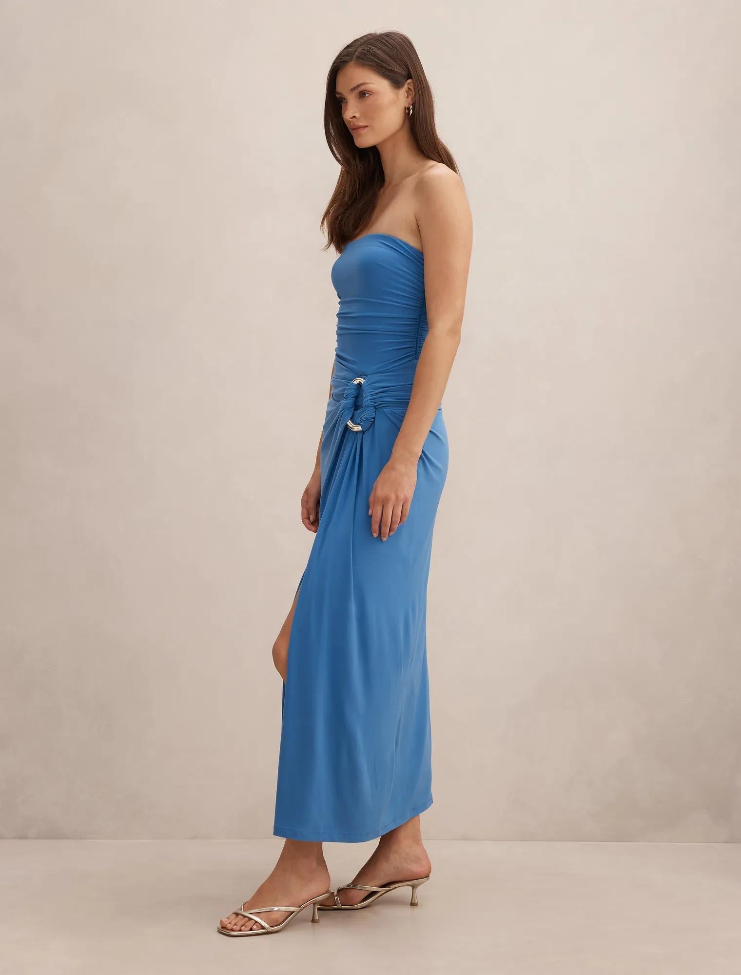 Keely Strapless Jersey Maxi Dress Palace Blue
