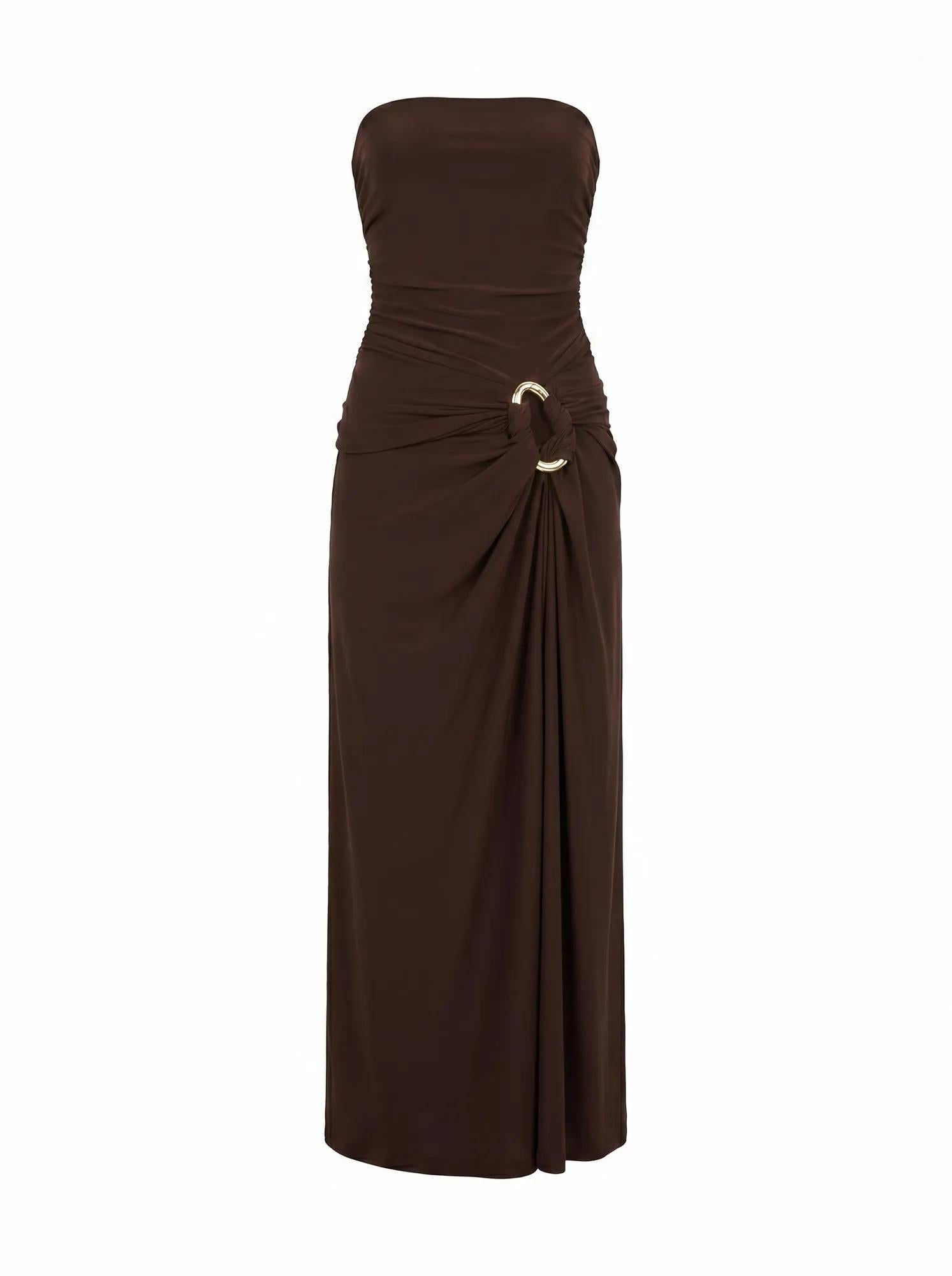 Keely Strapless Jersey Maxi Bitter Chocolate