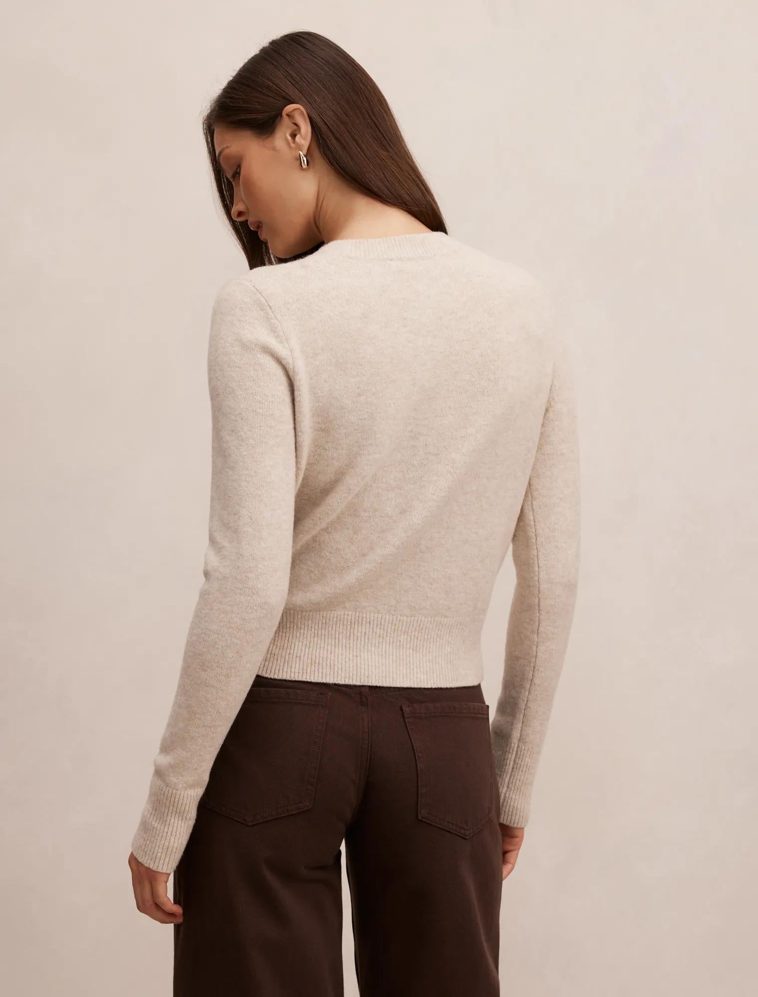 May Crew Neck Cardigan Soft Oatmeal