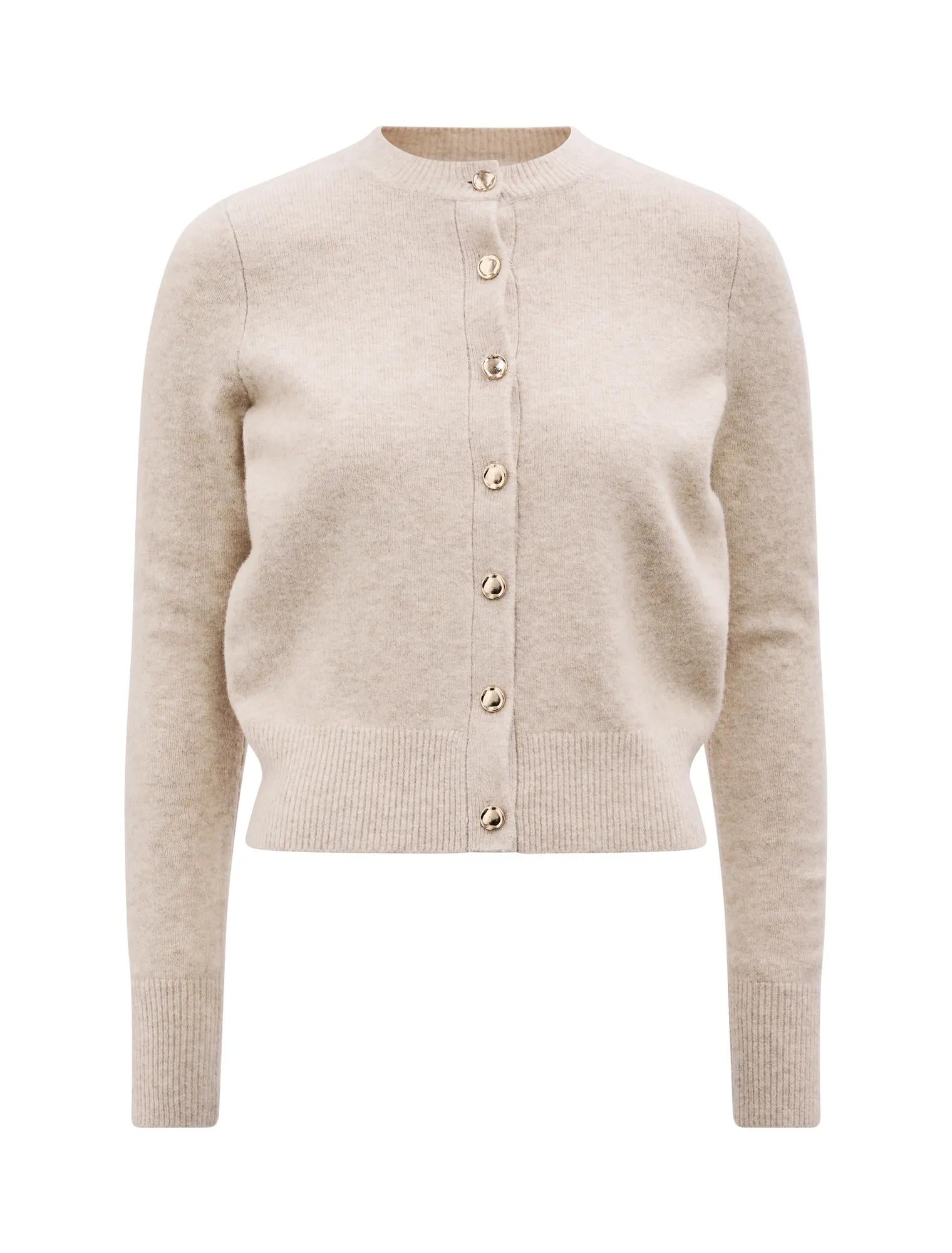 May Crew Neck Cardigan Soft Oatmeal