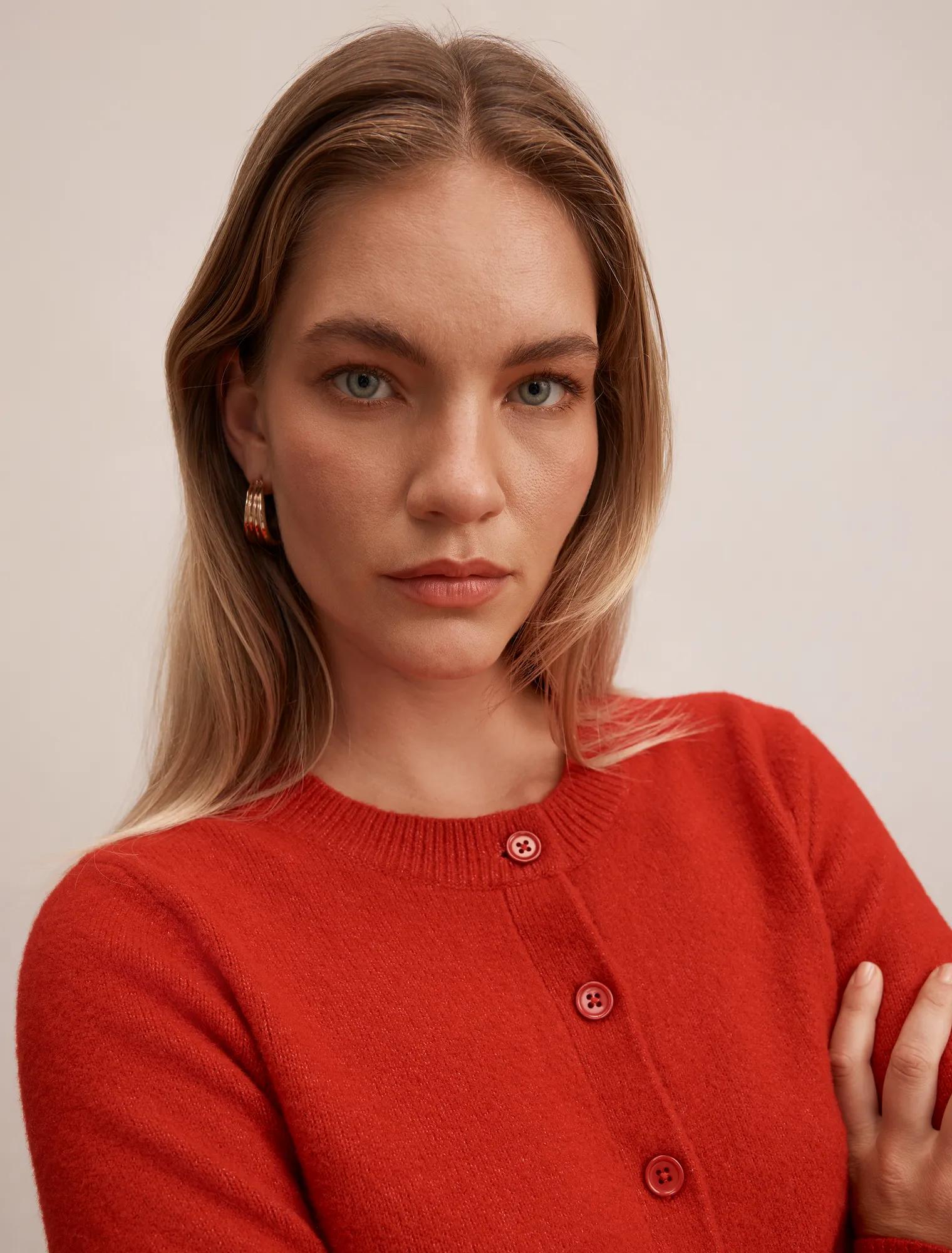 May Crew Neck Cardigan Salsa