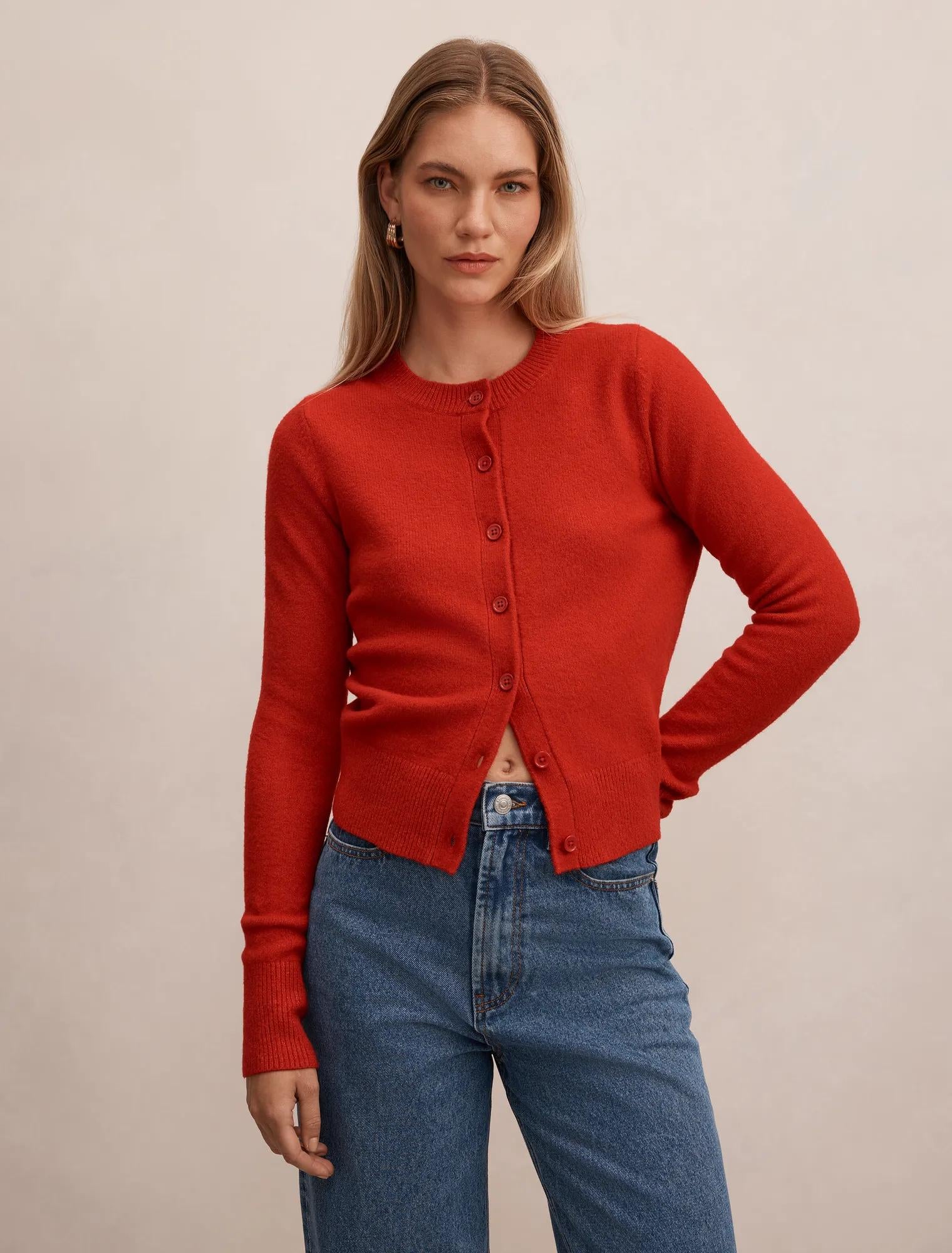 May Crew Neck Cardigan Salsa