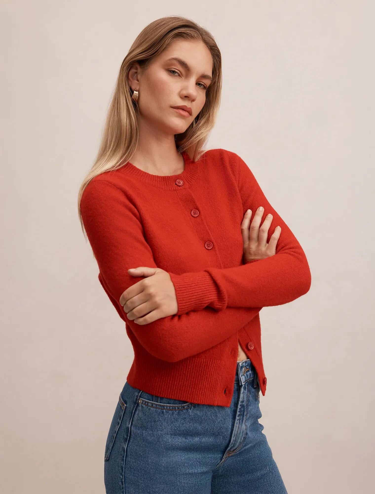 May Crew Neck Cardigan Salsa